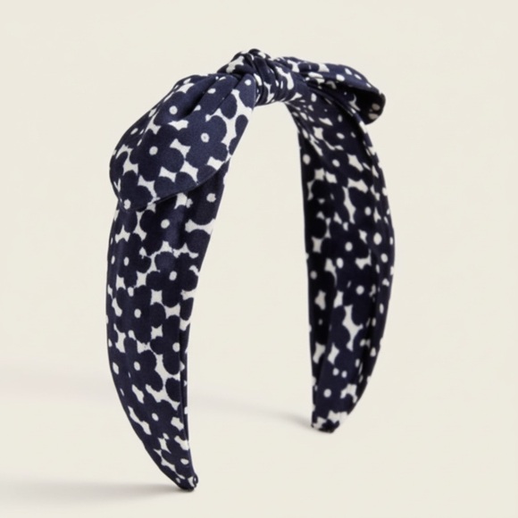 Crewcuts Other - J.Crew Crewcuts Navy Floral Print Bow Tie Knot Headband | Girls Hair Accessory